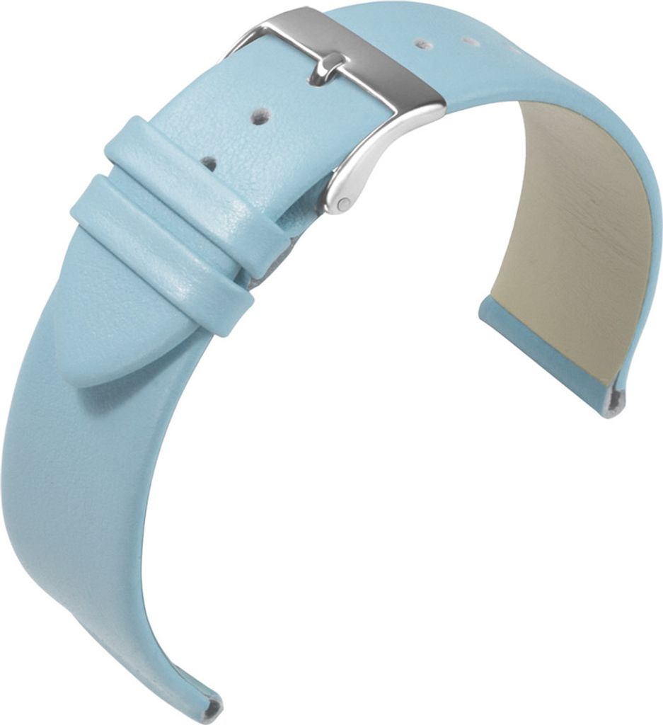 Eulit Nappa Fashion > Uhrenarmband hellblau hautfreundlich Kalbsleder, Stegbreite:18mm, Schließe:Silbern