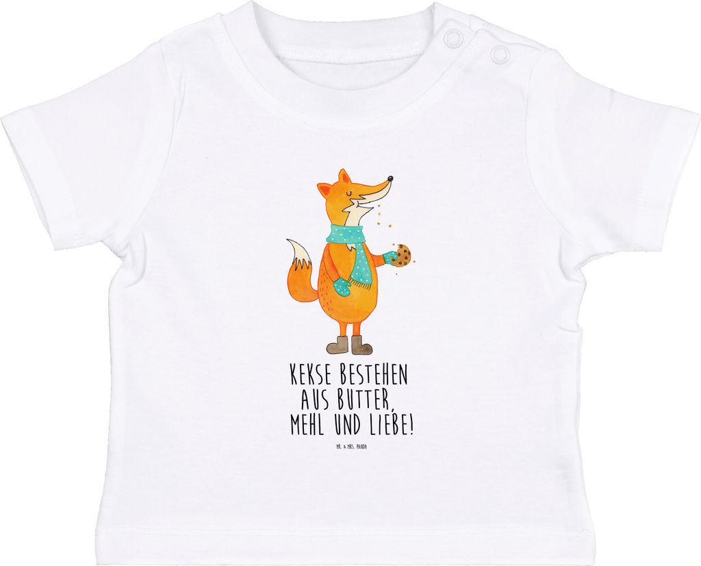 Mr. & Mrs. Panda Babyshirt Fuchs Keks 12. - 18. Monat - Weiß - Geschenk, Weihnachten, Winter, Kinder Shirt, T-Shirt, Baby, Kleinkind, Weihnachtsze...