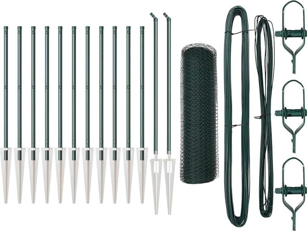 vidaXL Zaunpfosten Grün 25 x 0,8 m (25 mm Mesh) Stahl und PVC