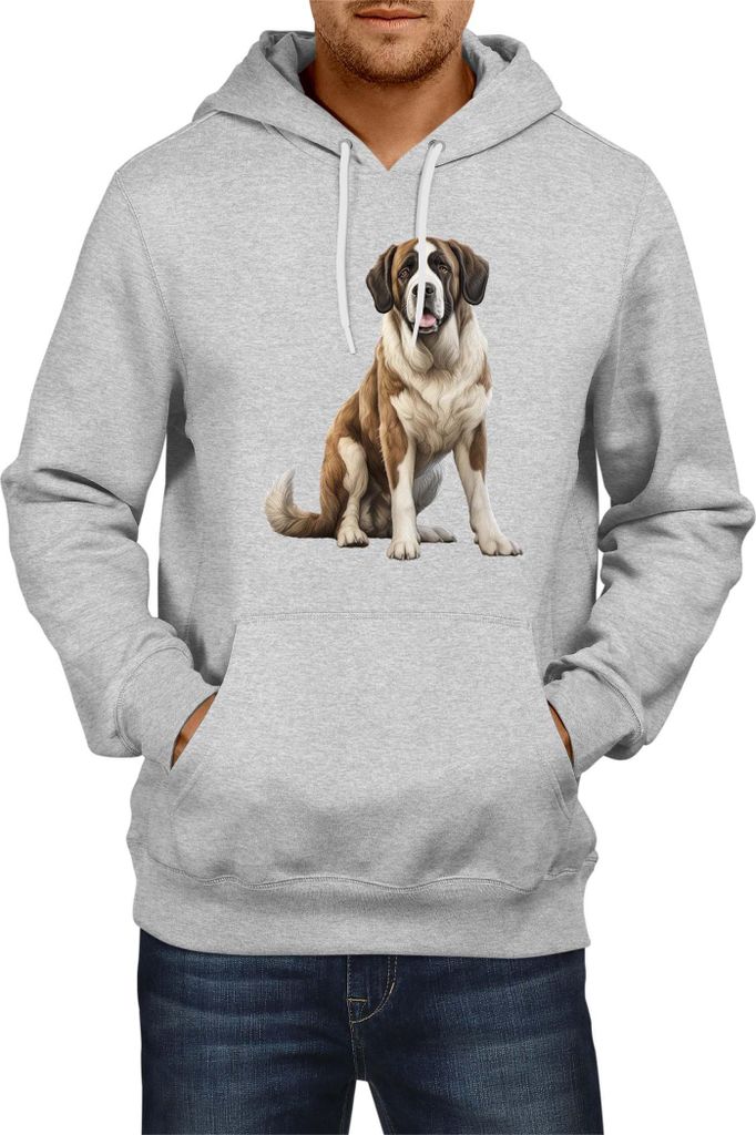 Herren Kapuzenpullover Dogs Breeds Saint Bernard Dog Breed 006, Man S / Grau