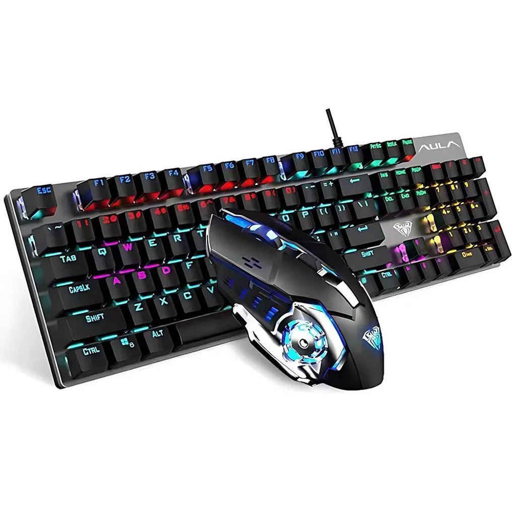 Clavier Gaming 104 Touches et Souris 2400 DPI avec 20 Modes Rétroéclairés
