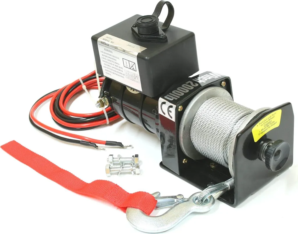 Treuil 12V Offroad avec câble robuste 907kg - Commande filaire incluse