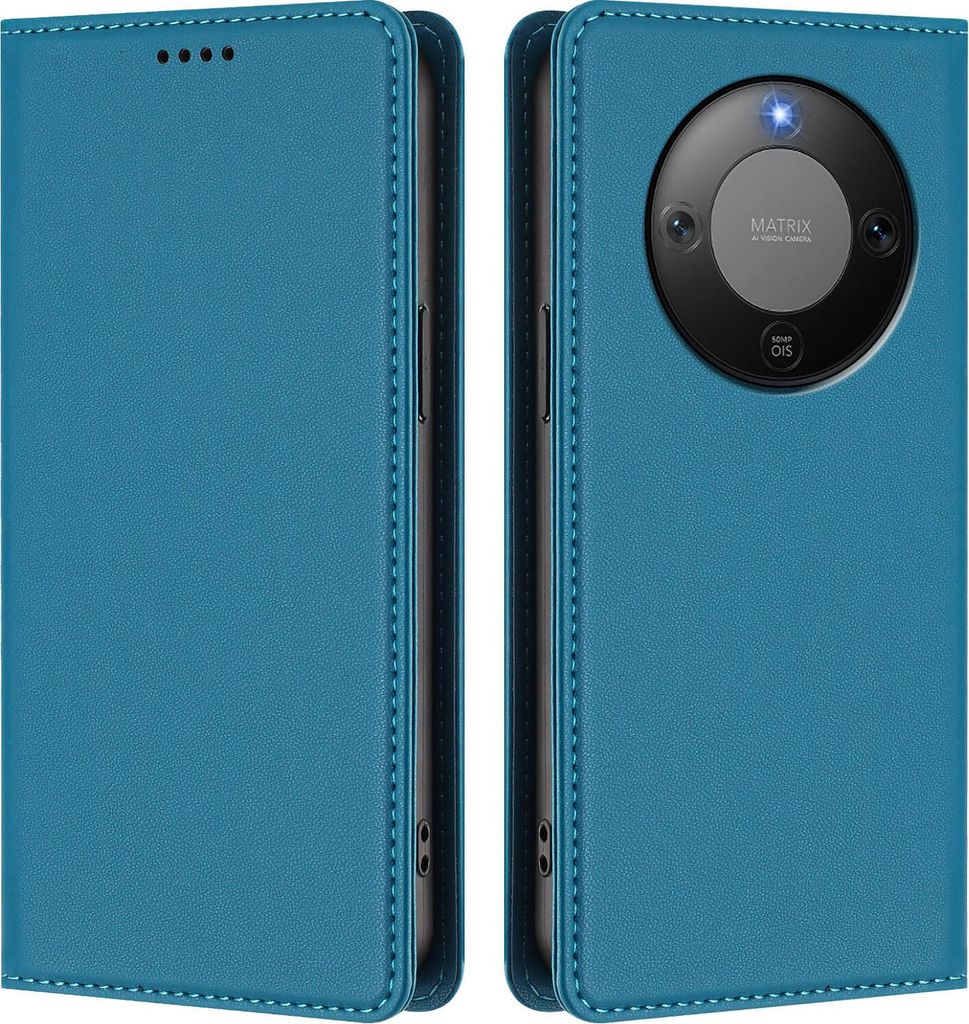 Handyhülle für Honor X9d/Magic8 Lite, Kunstleder Klapphülle Stoßfeste Magnetische Hülle mit Ständer Blau