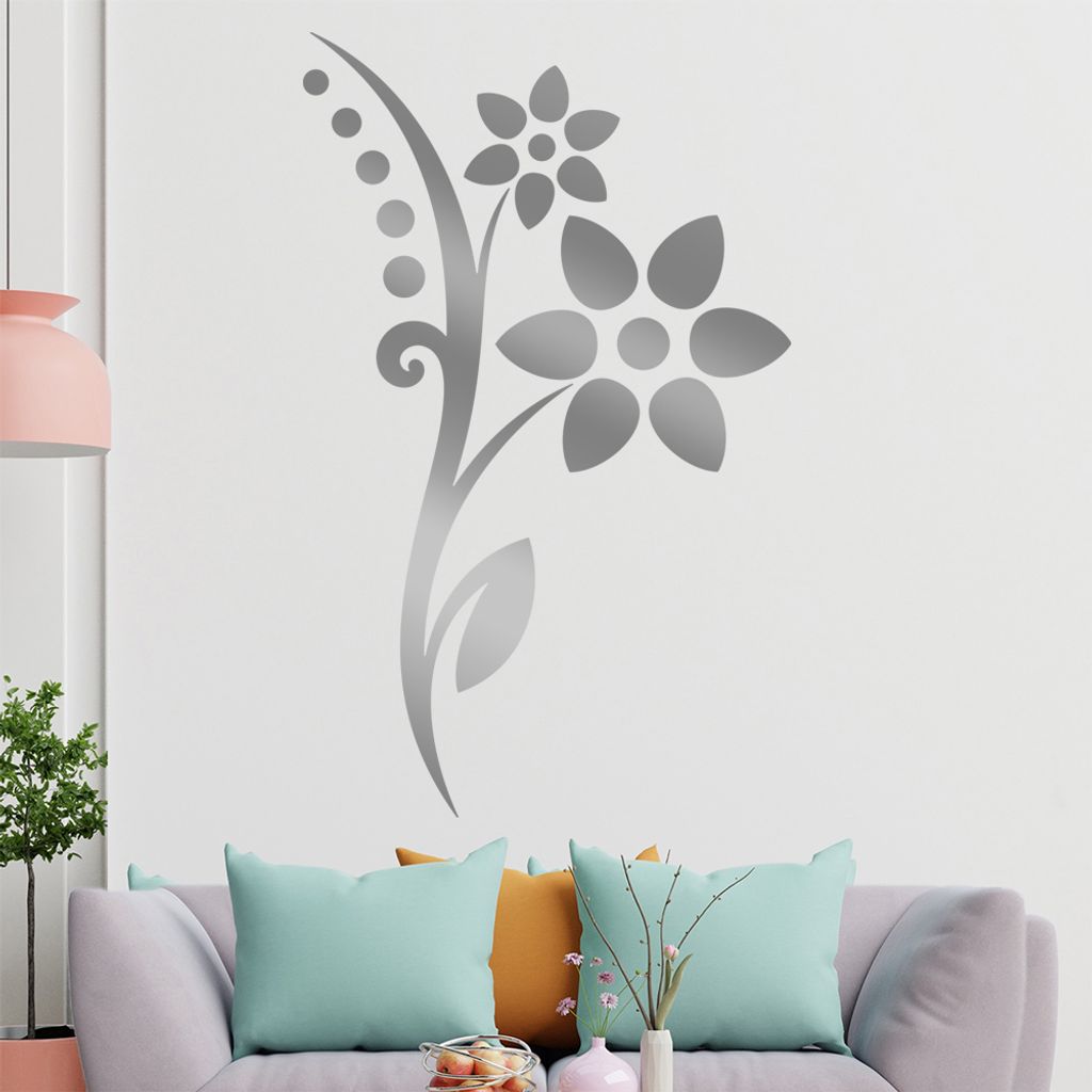 Blume - Punkte Linien Wandtattoo in 6 Größen - Wandaufkleber Wall Sticker - Dekoration, Küche, Wohnzimmer, Schlafzimmer, Badezimmer