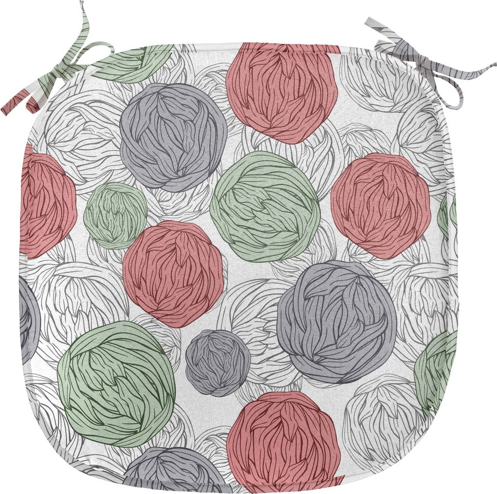 ABAKUHAUS Retro Polster für Esszimmerstühle, Stricken Balls Weinlese, Dekoratives wasserfestes Kissen mit Riemen für Küchensitze, 40 cm x 40 cm...