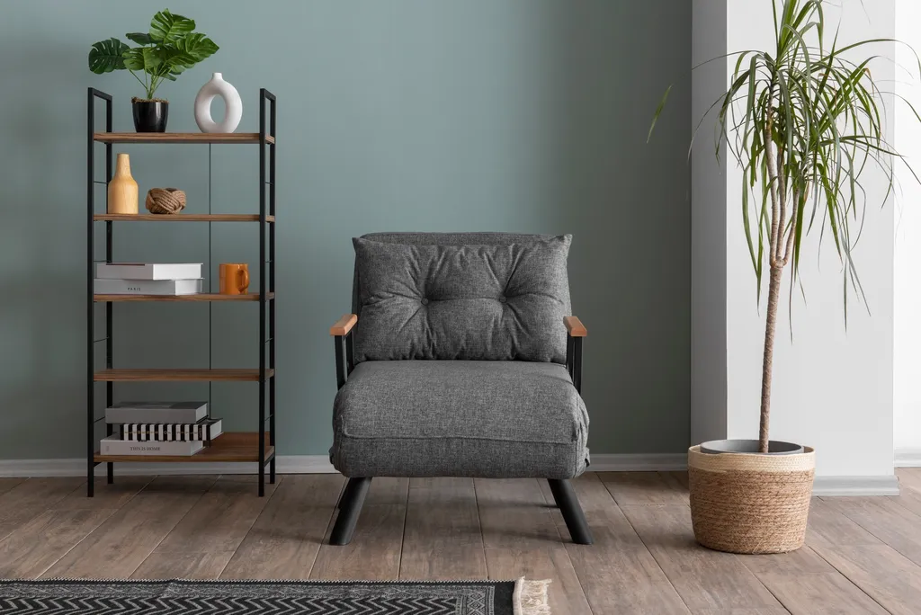 Petit Canapé-lit Robuste en Métal Gris Clair Sando pour Studio et Bureau