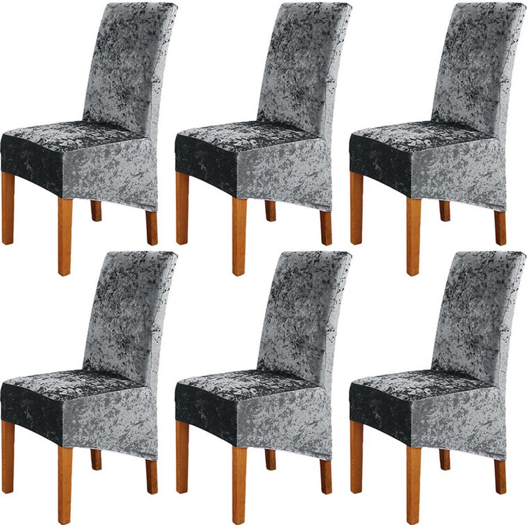 6 Stück Stretch Chair Schutz Schonbezug, Elastic Chair Protector Sitzbezüge für Esszimmer Hochzeitsbankett Party Dekoration Wohnkultur, Dunkelgrau