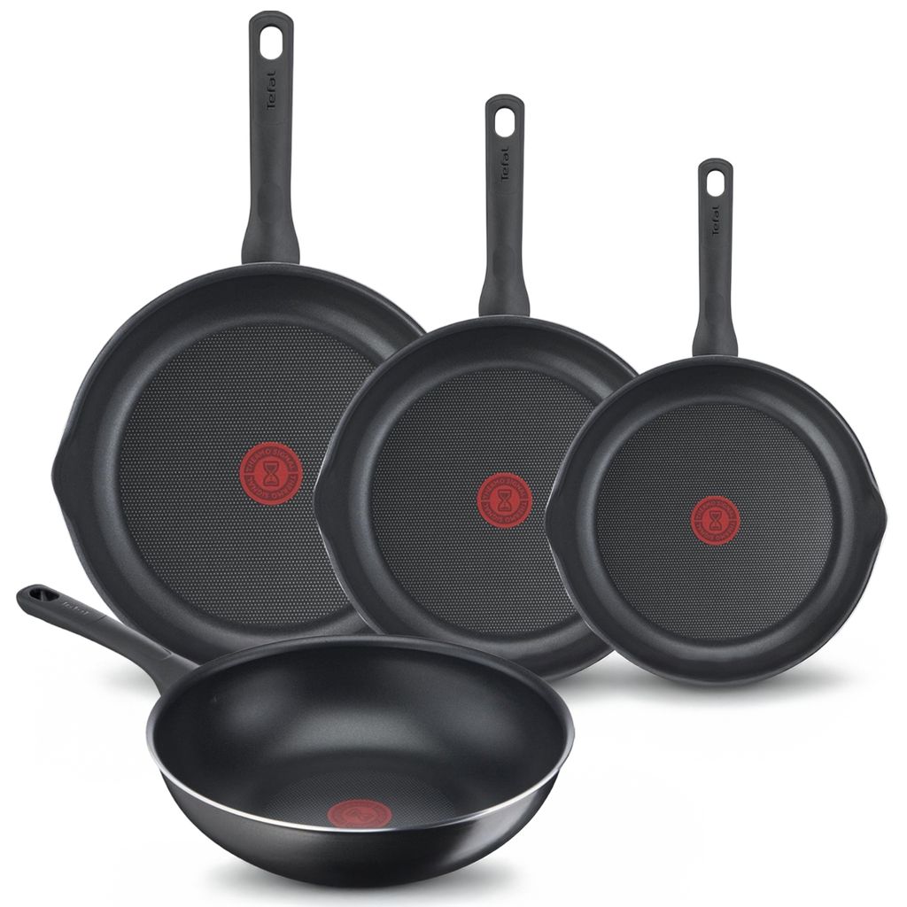 Tefal Day by Day Pfannenset, Bratpfannen 20/24/28 cm, Wokpfanne 28 cm, Nicht für Induktion geeignet, Antihaftbeschichtung, Aluminium