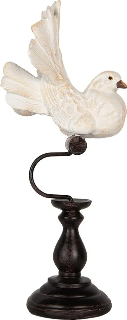 Décoration Oiseau Blanc 36cm Plastique Incassable pour Pose Stable