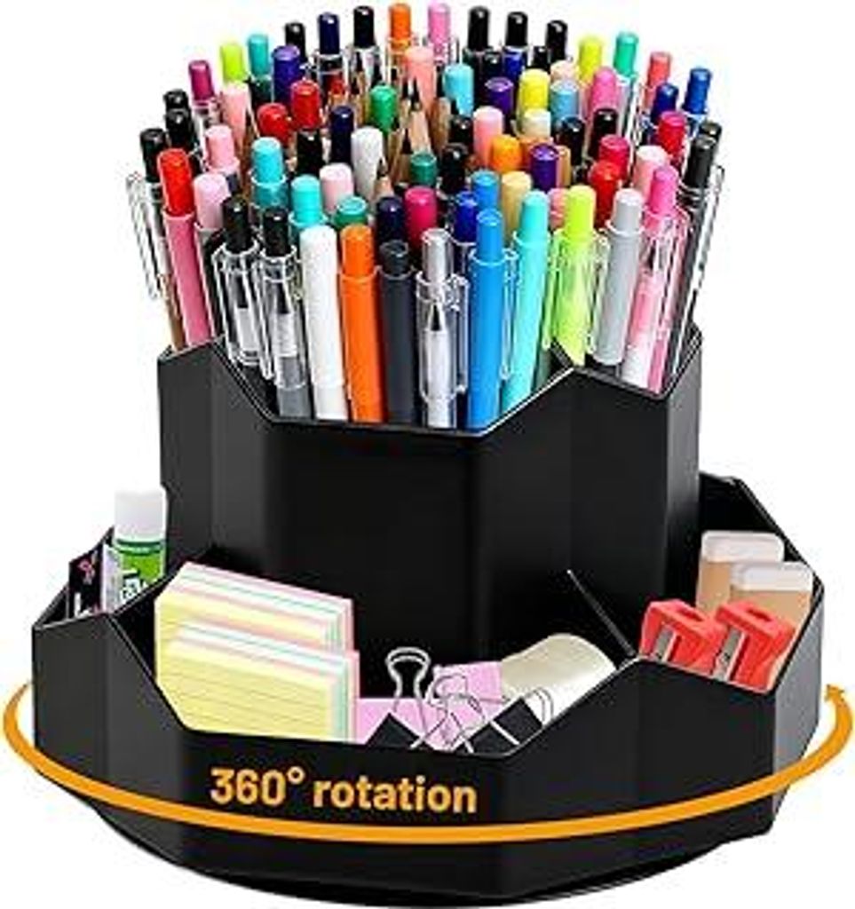 Drehbarer Stiftehalter, Schreibtisch organizer 9 Fächer, Verbesserte große Kapazität 360° drehbar, Kann Bleistifte, Buntstifte, Verschiedene Sc...