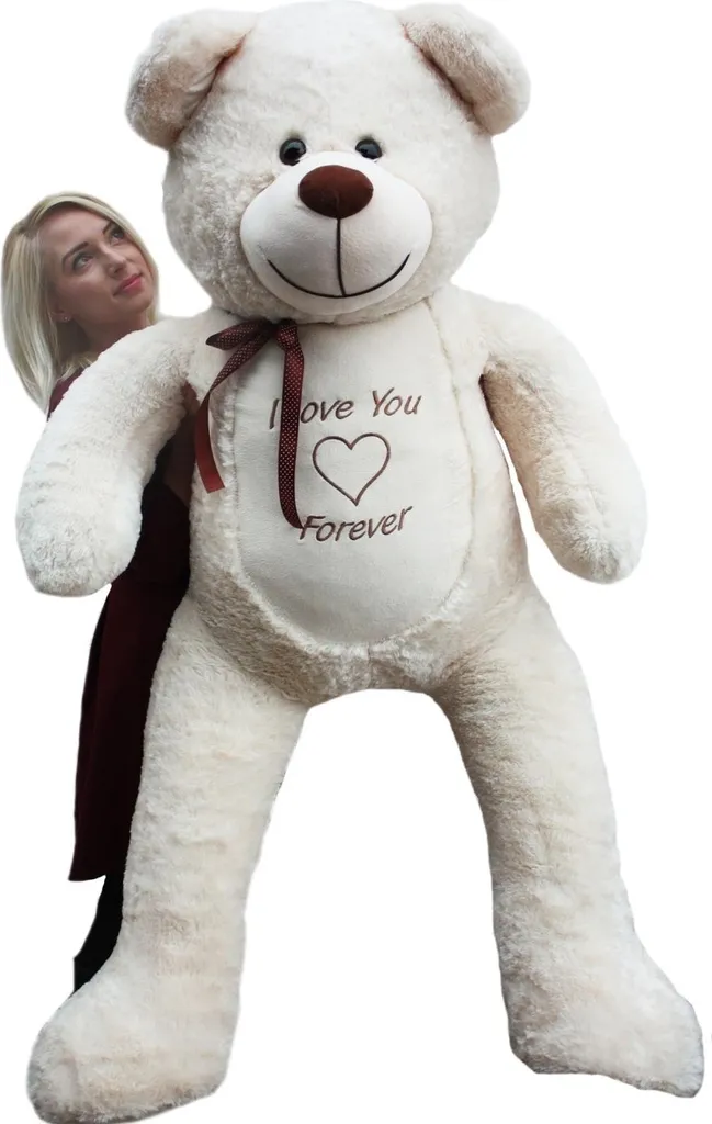 Nounours géant 165 cm en velours crème, peluche XXL grand format douce