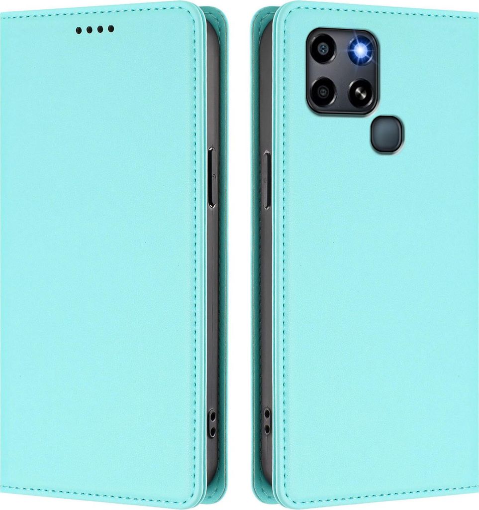 Handyhülle für Infinix Smart 6 / Smart 6+, Kunstleder Klapphülle Stoßfeste Magnetische Hülle mit Ständer Türkis