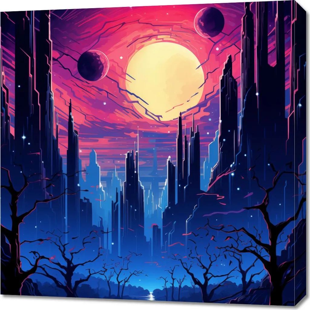 Quadro Città Stellata 70x70 cm - Stampa Artistica su Tela Canvas