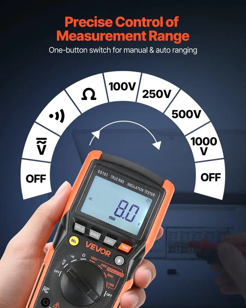 Multimètre numérique TRMS 4000 points Voltmètre Ohmmètre 1000V AC/DC - 4
