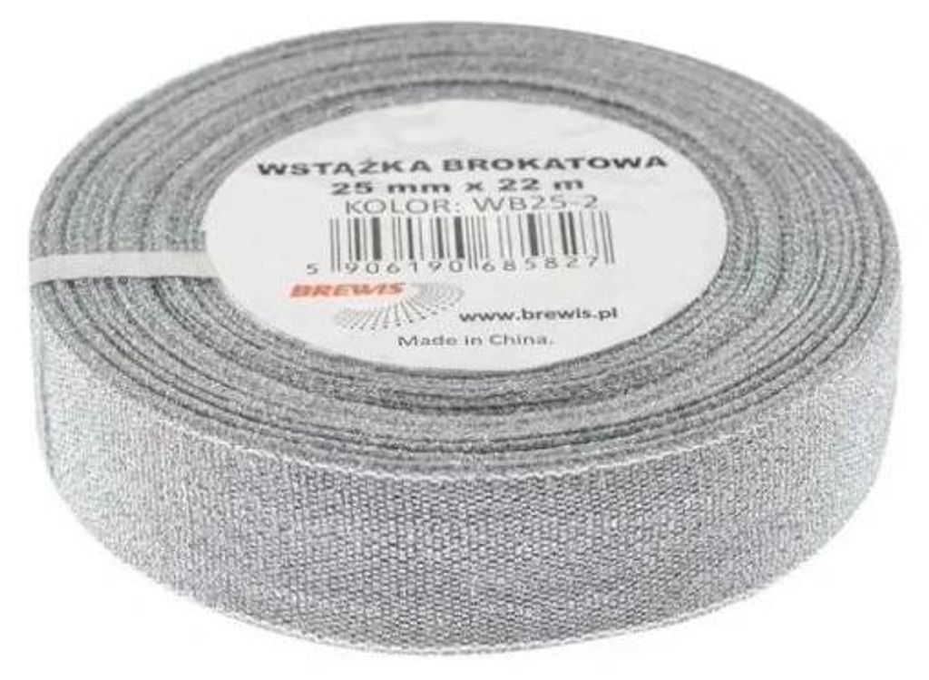 Silbernes Glitzerband, 25 mm x 22 m – Brewis