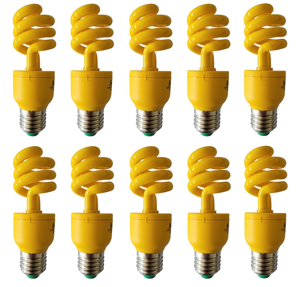 10x Energiesparlampe Glühlampe E27 13 Watt 13W ersetzt 65 Watt Farbe Gelb