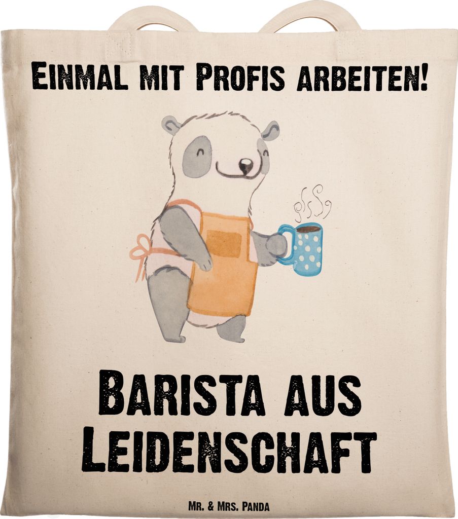Mr. & Mrs. Panda Beutel Barista Leidenschaft - Transparent - Geschenk, Kaffee, Schultasche, Ausbildung, Tasche, Jutebeutel, Stoffbeutel, Tote Bag