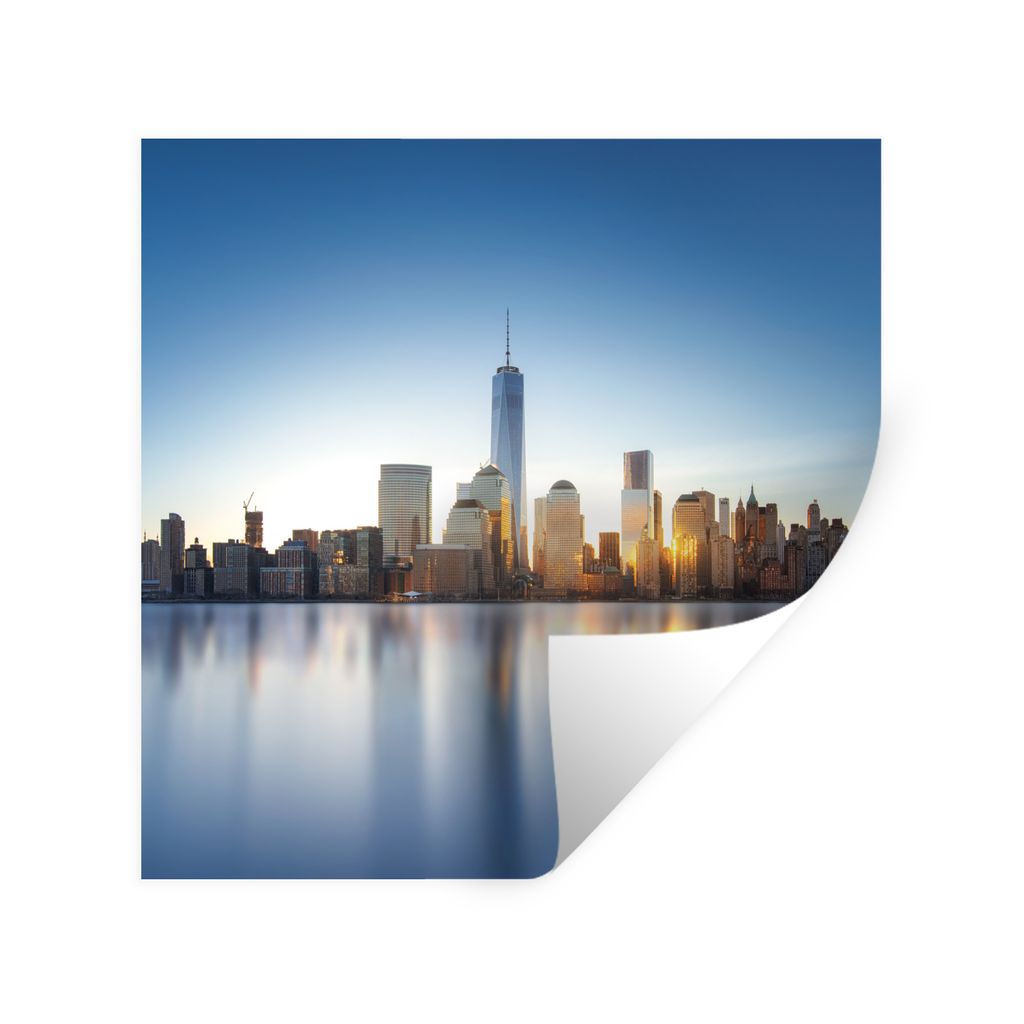 MuchoWow Wandtattoo Wandsticker Wandaufkleber New York - Skyline - Wasser 100x100 cm Selbstklebend und Repositionierbar - Wierderverwendbar - Sel...