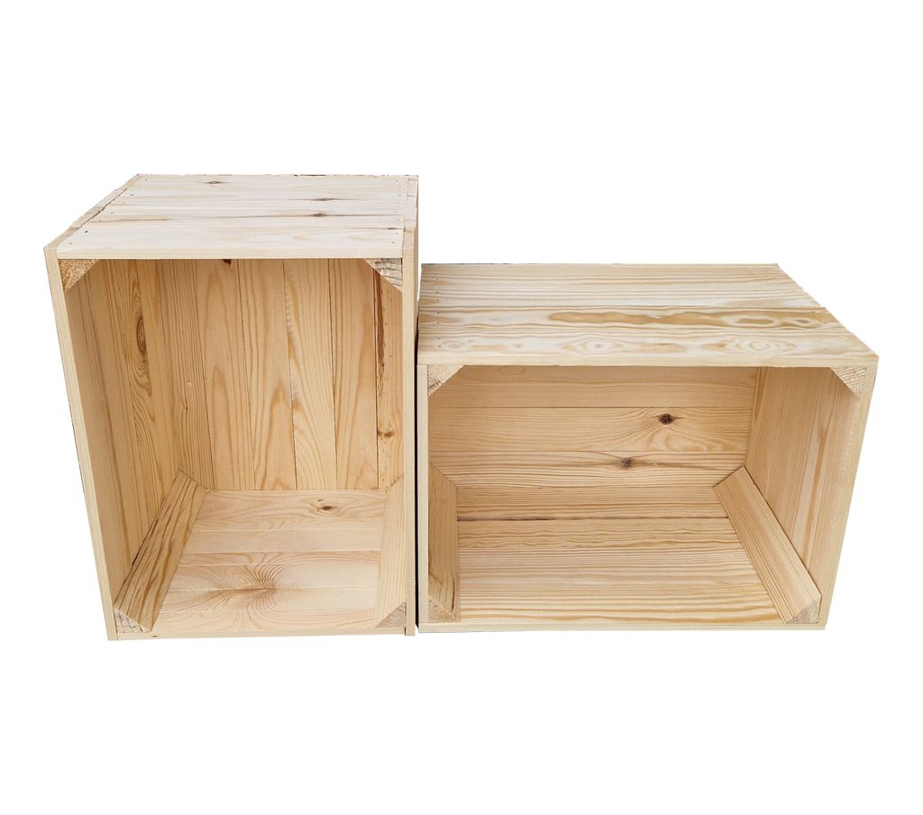 Obstkiste 40x30x24 cm 2er Set - Weinkiste Apfelkiste als Schuhregal Bücherregal - Natur Vintage