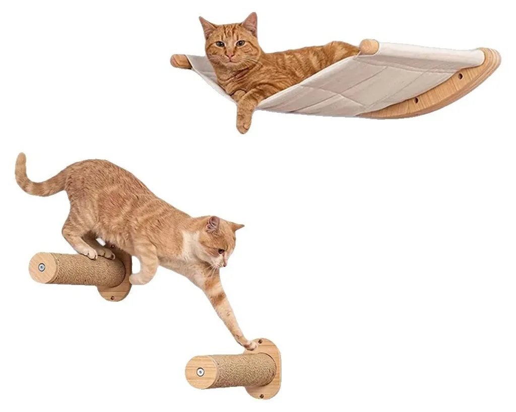 Mur d'escalade chat 55x46 cm bois et tissu robuste supportant 35 kg