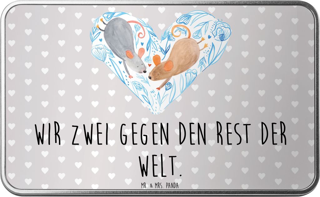 Mr. & Mrs. Panda gewürzdose Mäuse Herz - Grau Pastell - Geschenk, Maus, Love, Liebe, Dose, behälter, Hochzeit, für Immer, Blechdose, Kaffeedose...
