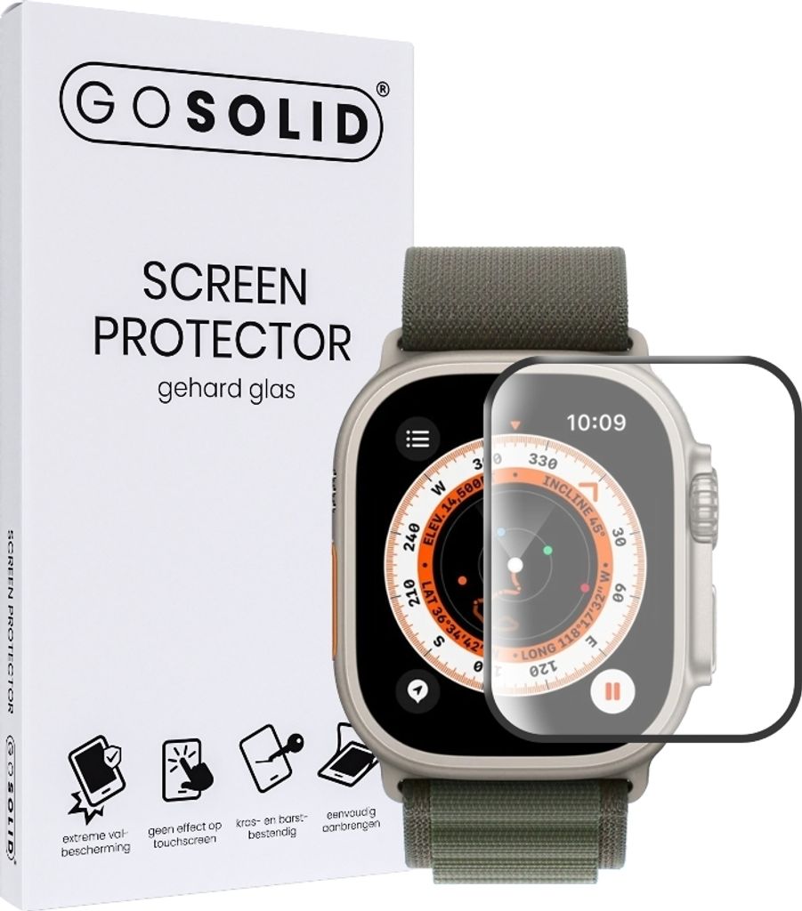GO SOLID! Displayschutzfolie für Apple Watch Ultra (49 mm) aus gehärtetem Glas