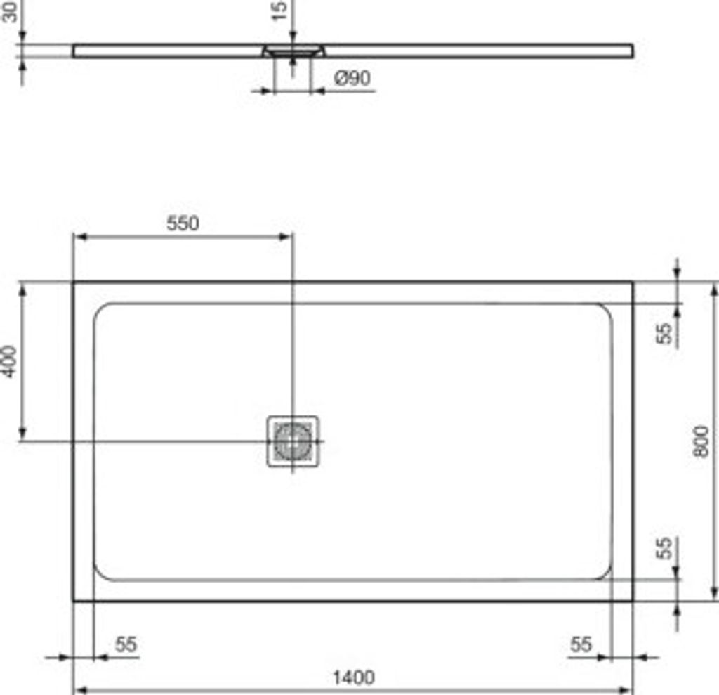 IDEAL STANDARD T5599FS Rechteck-Brausewanne Ultra Flat S +