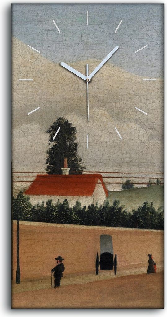 Dekor Leinwand Uhr Wandbilder Geräuschlos 30x60 Gemälde Stadt Straße Berg Himmel - weiße Hände
