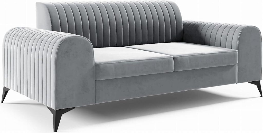 LIKMA Hellblau 2 Sitzer Samt Sofa Elsa 174x77x93 cm 2-er Couchgarnitur Hydrophobe Beschichtung Velvet Moderne Wohnzimmer Couch Velours Glamour Desi...