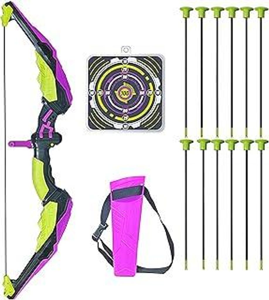 Bogenschießen Set Pfeil und Bogen Set für Kinder mit 12 Saugtasche Bögen, 1 Ziel für Outdoor Bogenschießen Spiel Sport für Jungen und Mädchen.