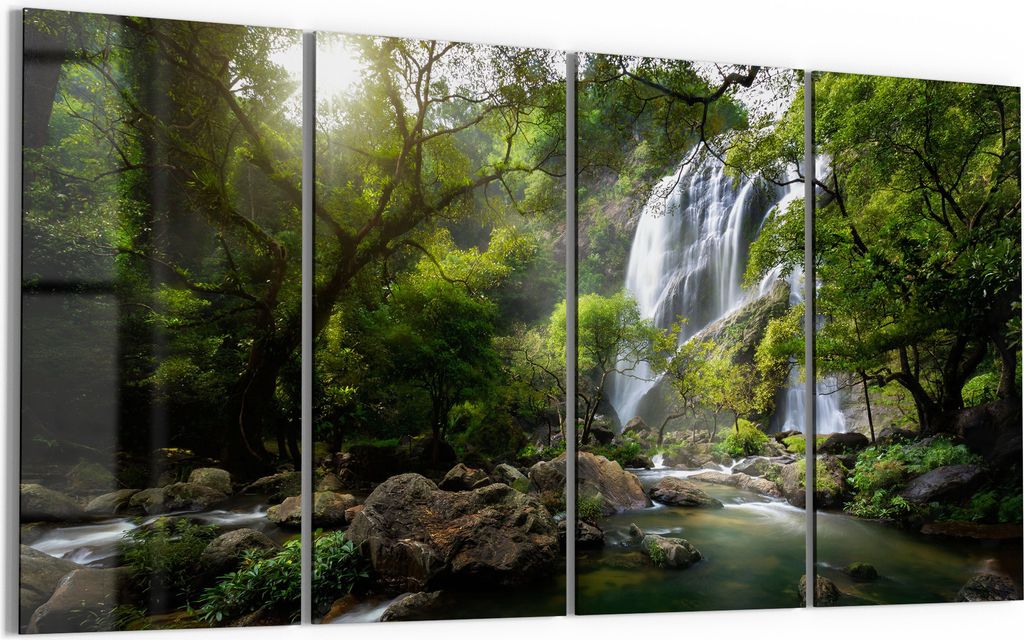 DEQORI Glasbild Echtglas 4x30x60 cm 'Verborgenes Wasserwunder' Wandbilder XXL groß