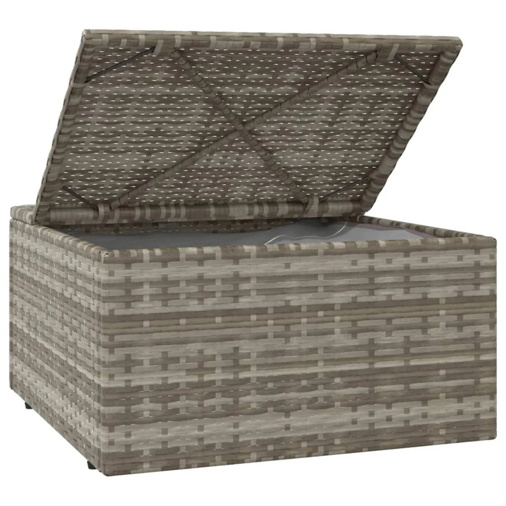 Tabouret extérieur en polyrotin résistant gris avec coussin de siège - 13