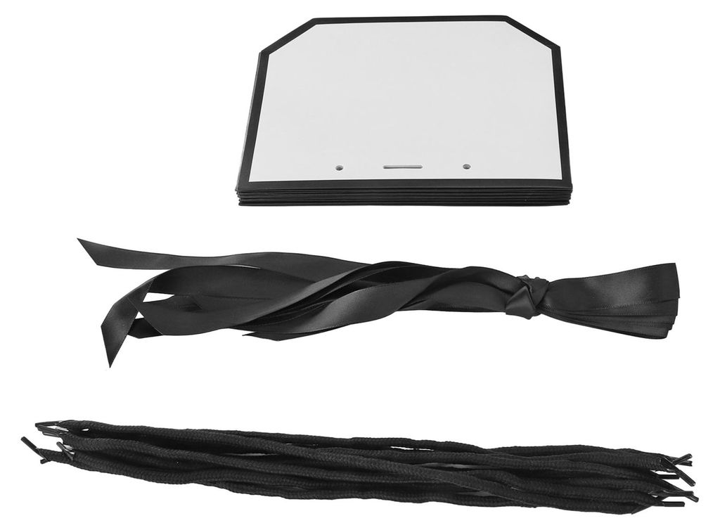 10 Stück Geschenktüten – stilvolle, elegante, weiße Tüten mit schwarzen Rändern, robust und wiederverwendbar, mit Bändern und Schnüren, f...