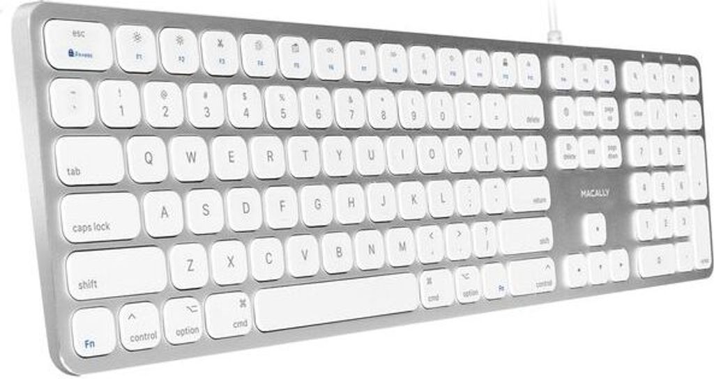 MLUXKEYA Mac-Tastatur Ziffernblock, 2xUSB Ports, US QWERTY Layout, USB-A, Alu