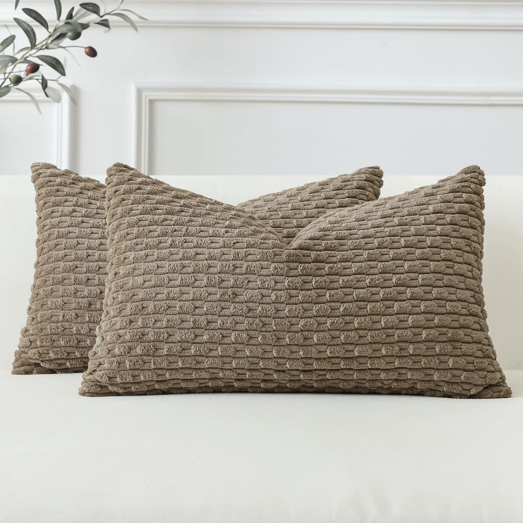 Set mit 2 Kissenbezügen aus Cord, dekorative Kissenbezüge, weiche Kissenbezüge, Dekokissen, Boho-Dekobezüge für Sofa, Schlafzimmer, Wohnzimmer...