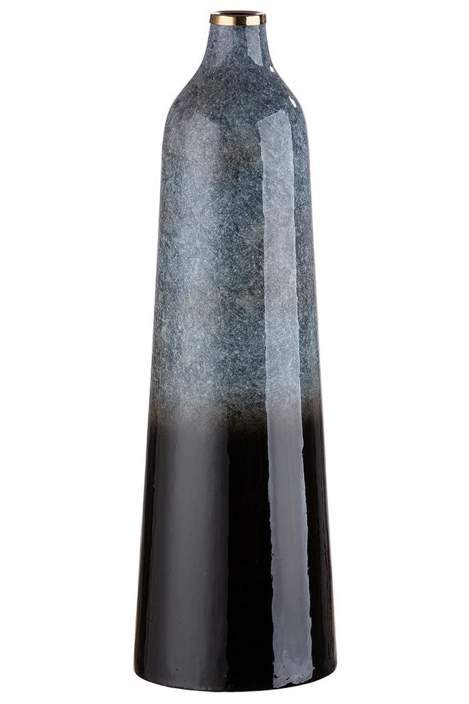 Gilde Vase konisch "Laver" Metall grau, schwarz 41161