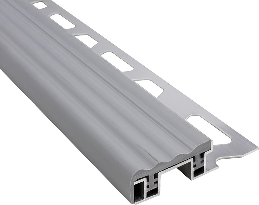 Alu Stufenprofil Fliesenschiene mit 26mm PVC-Einlage L250cm H10mm grau