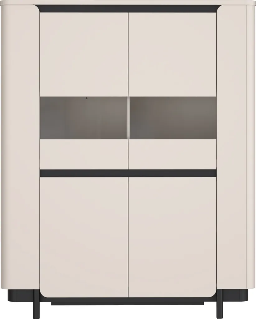 Meuble Highboard VODOL avec Portes Softclose Coloris Sable et Noir