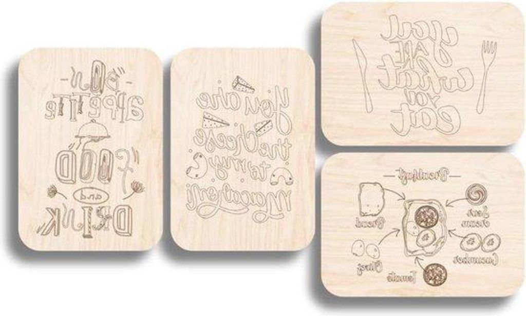 Professionele houten snijplanken set - 4 stukken - 28 x 20 cm - Holz-Snack-Servierset