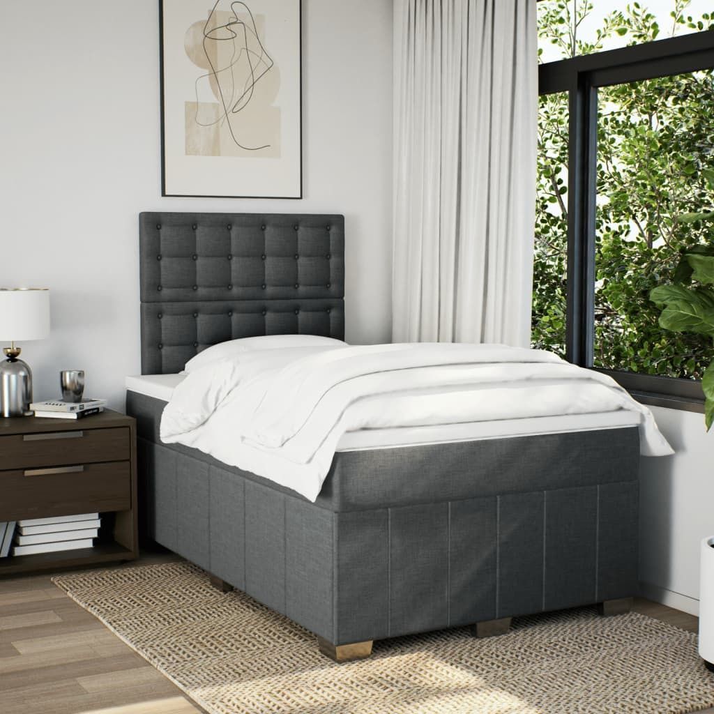 "Dezember-Aktion" Boxspringbett mit Matratze - Dunkelgrau 120x190 cm - Stoff - Klassische Betten LL939