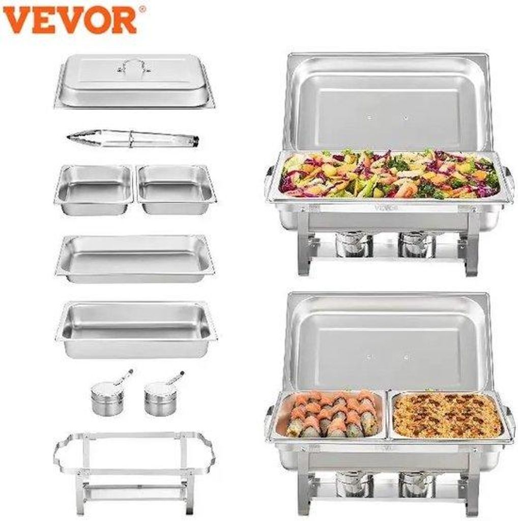 Roestvrij staal Buffetschaal Set van 2 schalen 8 L inhoud Catering Warmhoudschaal