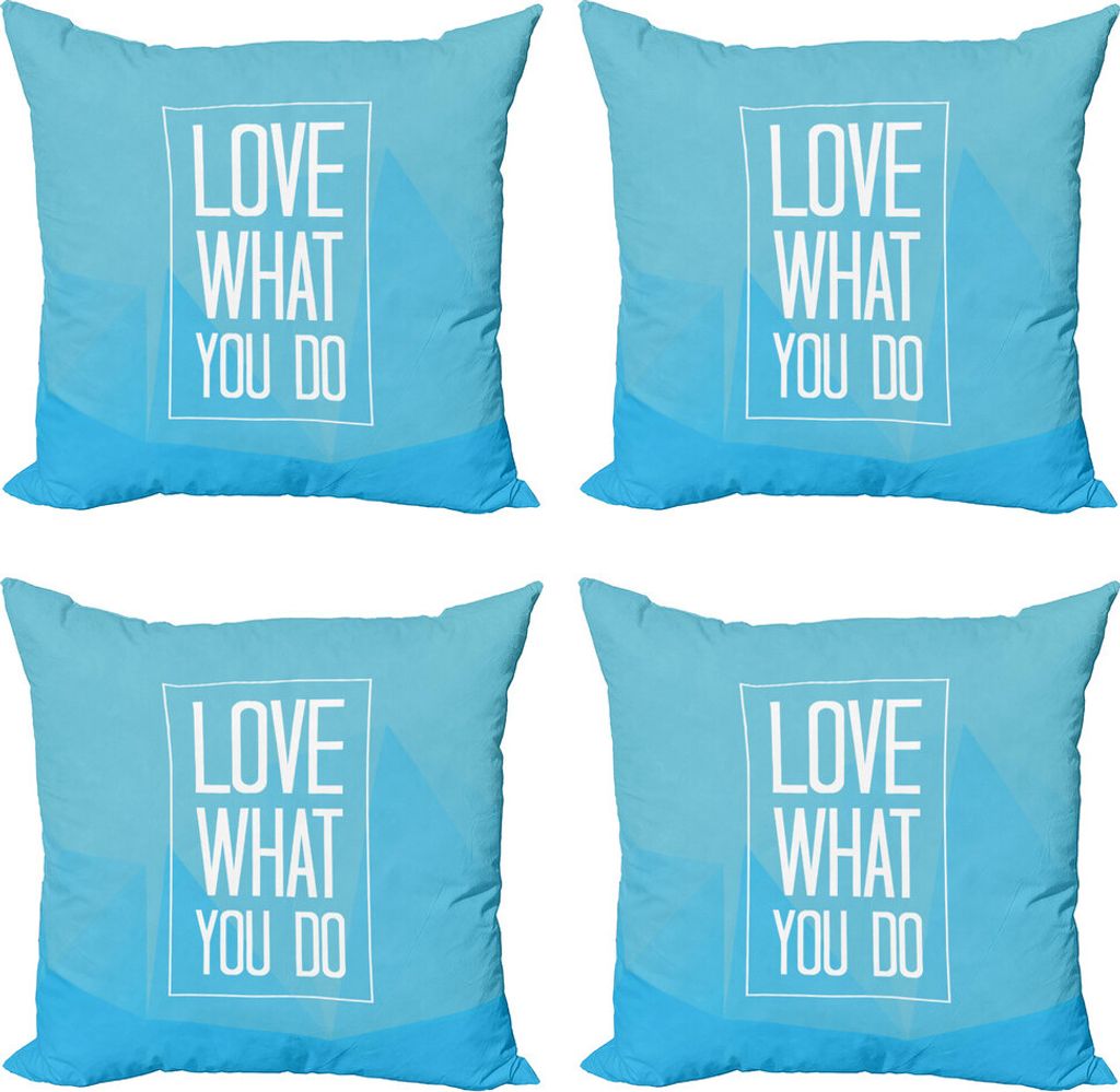 ABAKUHAUS Liebe was du tust Kissenbezug Set (4 Stück), Modernes Design Wörter im Rahmen, Moderner Doppelseitiger Digitaldruck, 60 cm x 60 cm, Bla...