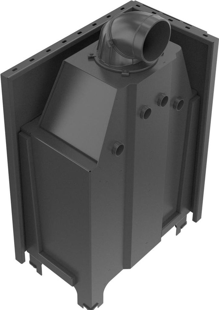 Kamineinsatz aus Stahl KRATKI MBA links 17 kW Ø 200 schwarz Verkleidung