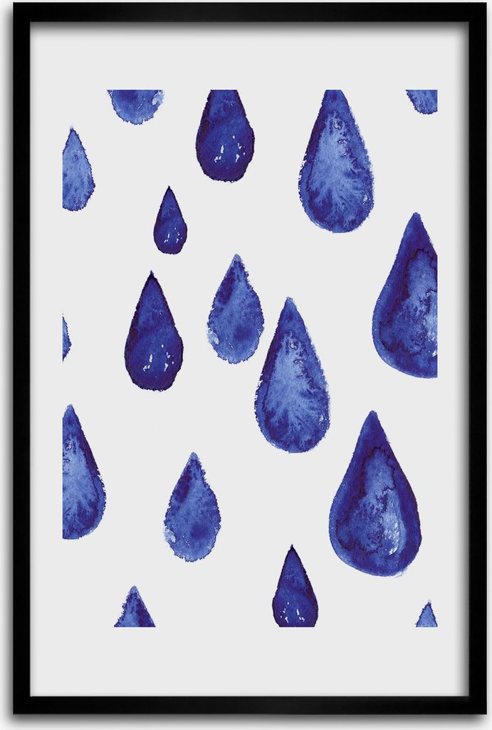 Bild - Bilderrahmen - 40 cm x 60 cm - MDF - Rahmen - Wandkunst - Blaue Tropfen