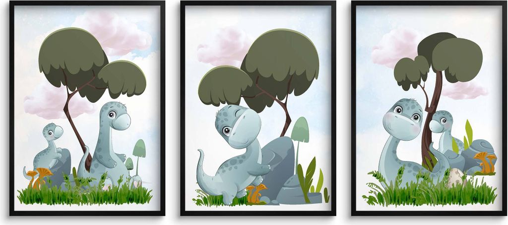 Kinderposter Set Pastell Dinosaurier fürs Kinderzimmer 50x70
