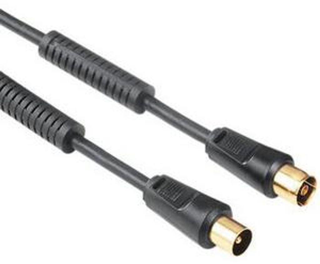 Hama Antenna Cable Coaxial Male Plug - Coaxial Female Jack, 5 m, 75 dB, Schwarz, M, F