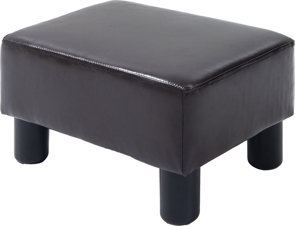 Hocker mit Stoffbezug in Kunstlederoptik, bis 110 kg, Kaffee, 40 x 30 x 24cm