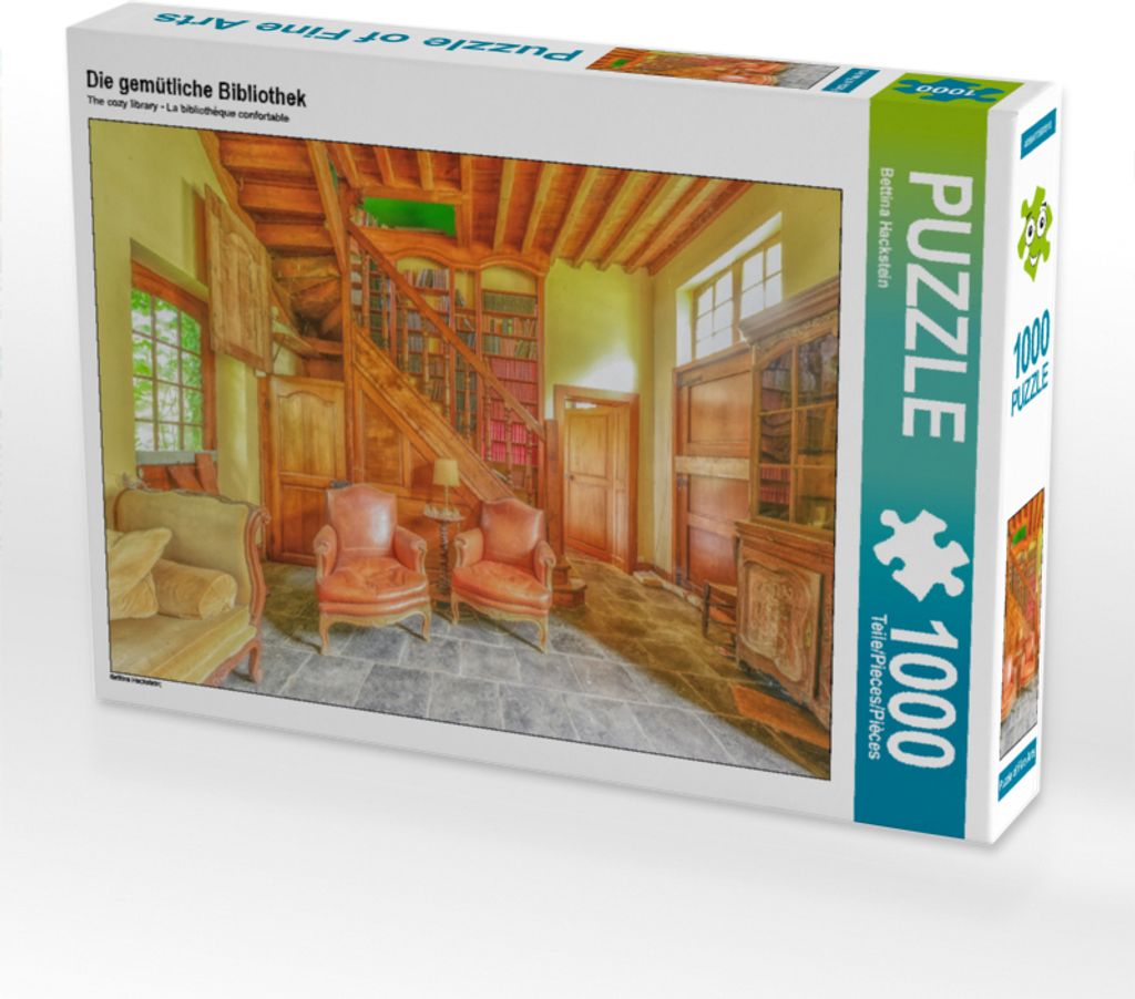 CALVENDO Puzzle Die gemütliche Bibliothek | 1000 Teile Lege-Größe 64x48cm Foto-Puzzle für glückliche Stunden