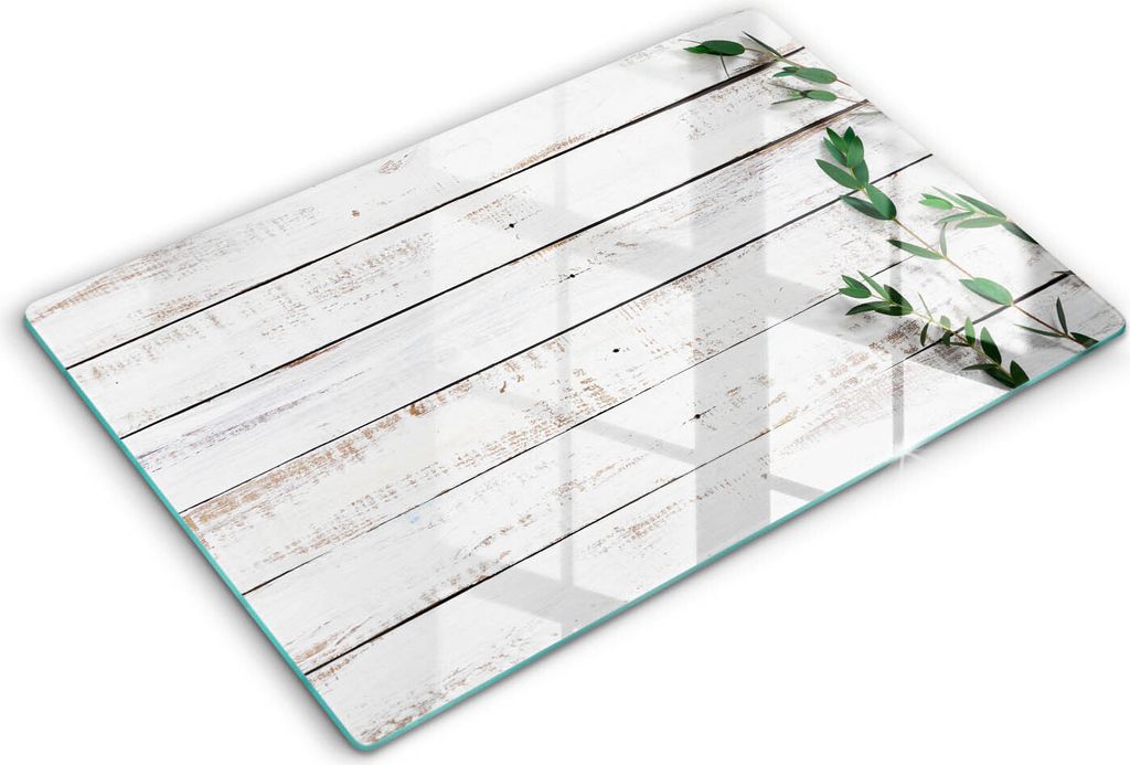 Glasschneideplatte - Herdabdeckplatte - 80x52 cm -Schneidebrett - Spritzschutz -Alte Bretter und Blätter