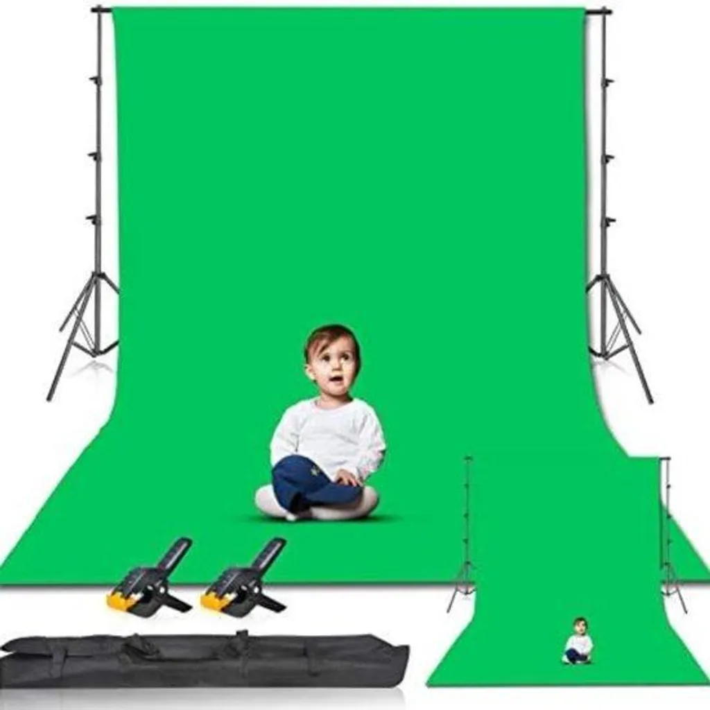 Fond vert chromakey avec trépied stable et toile opaque anti-reflet